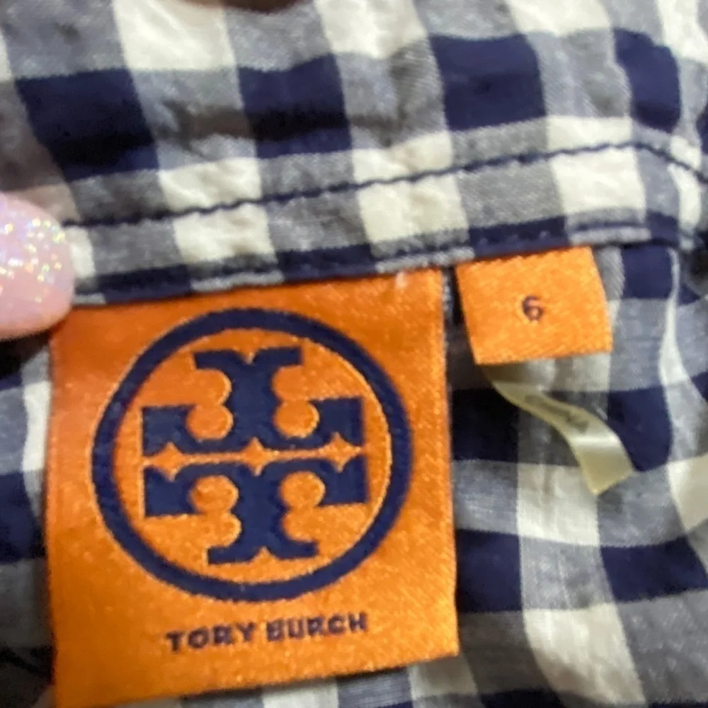 Tory Burch Gingham Shirt Dress Size 6 | Tie Waist Button Front Midi